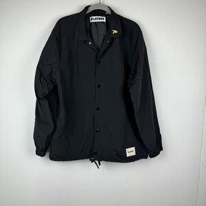 PLAYBOY by Pacsun Snap Nylon Jacket  Bunny Logo Jacket, Black & Yellow, Medium